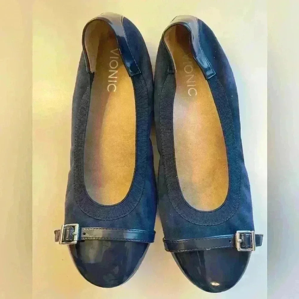Vionic Navy Blue Spark Neva Ballet Flat Sz 7.5